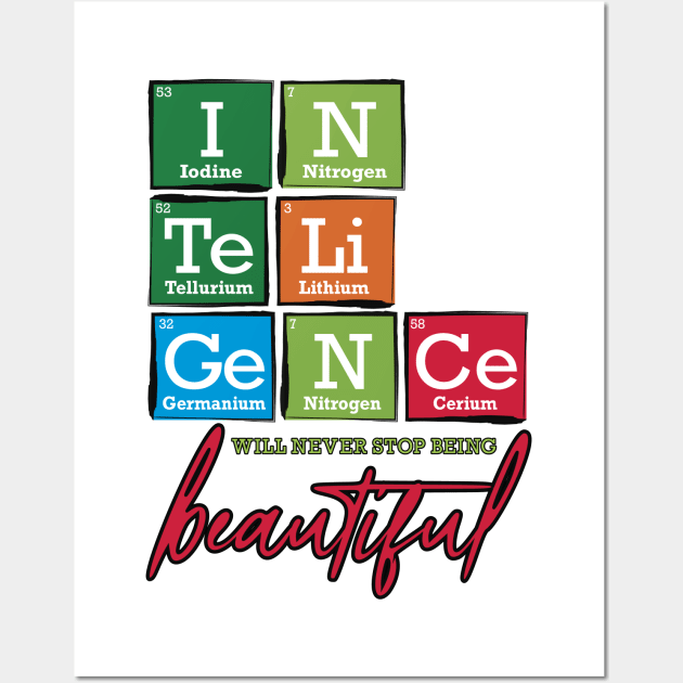 Periodic Table Intelligence will never stop being beautiful Wall Art by TheStuffInBetween